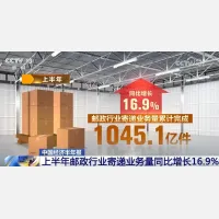上半年邮政行业寄递业务量增16.9%